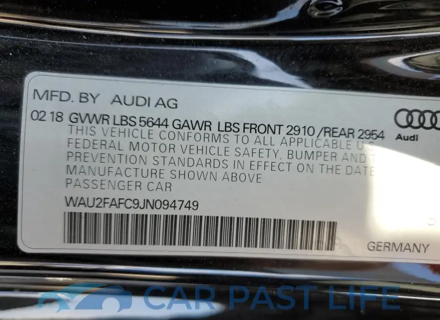 WAU2FAFC9JN094749# 13