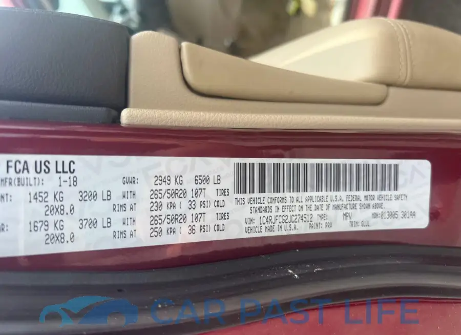 1C4RJFCG2JC274512# 10