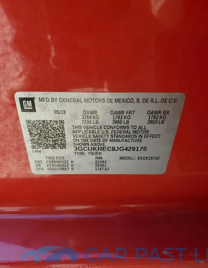 3GCUKREC8JG429175# 12