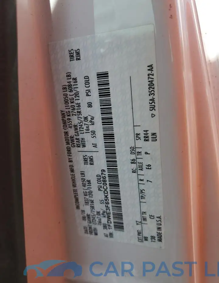 1FDWE3F65KDC08679# 12