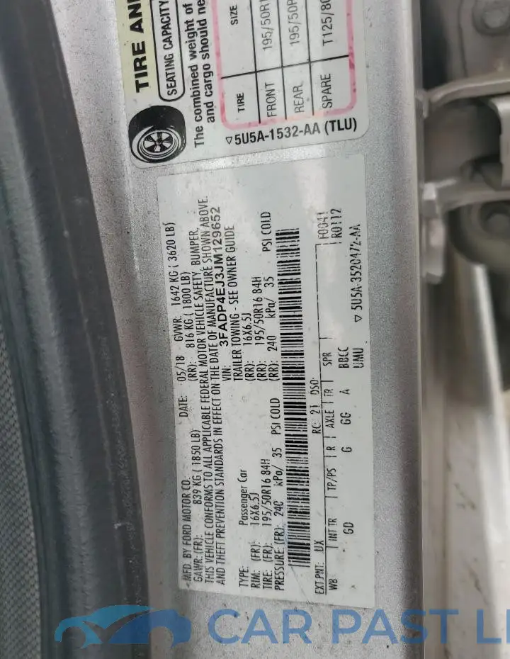 3FADP4EJ3JM129652# 12