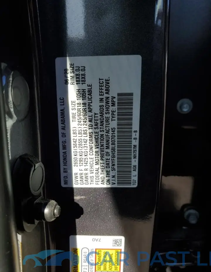 5FNYF6H58LB070145# 13