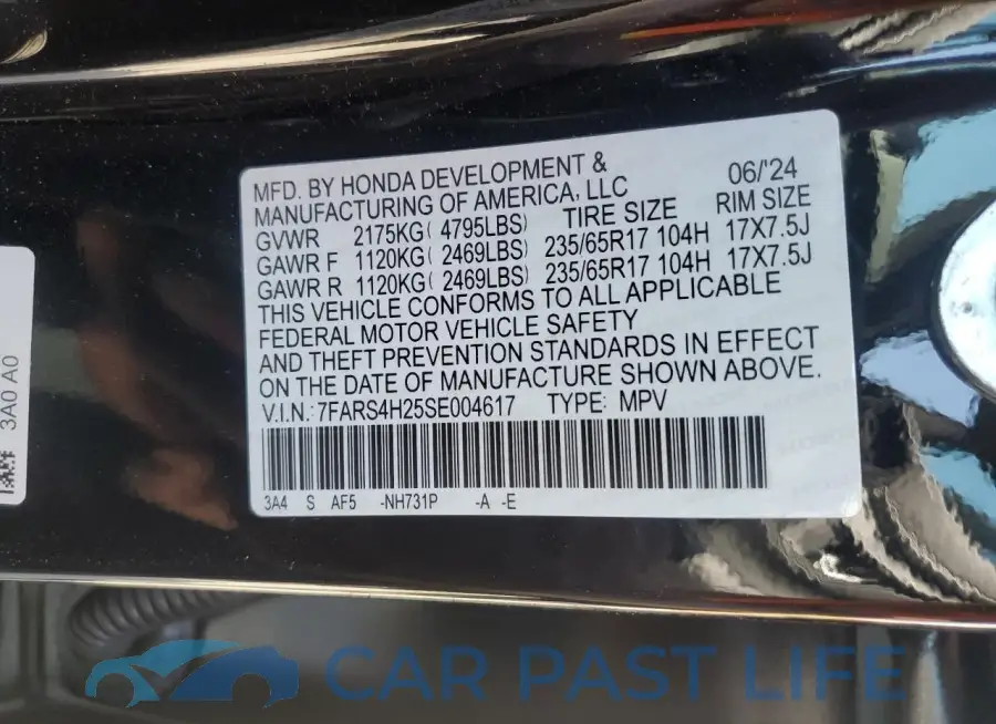 7FARS4H25SE004617# 13