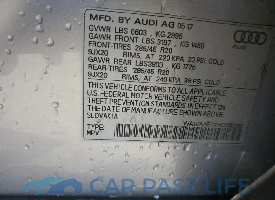 WA1VAAF7XHD059360# 12