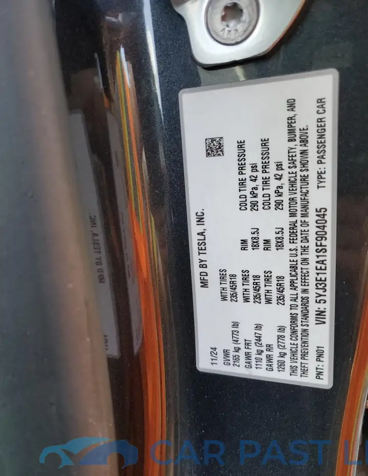 5YJ3E1EA1SF904045# 12