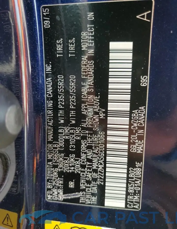 2T2ZZMCA5GC001066# 12