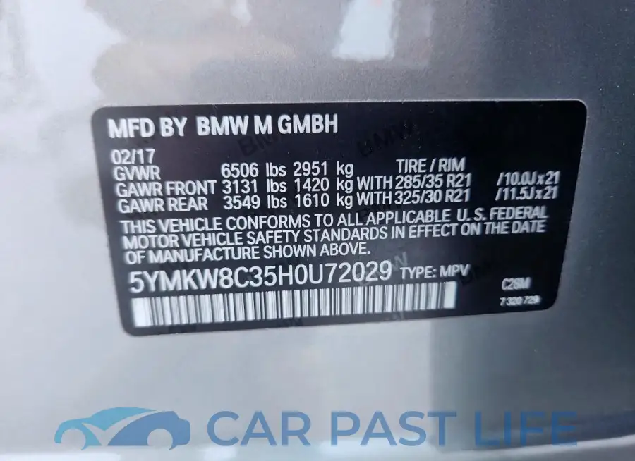 5YMKW8C35H0U72029# 13