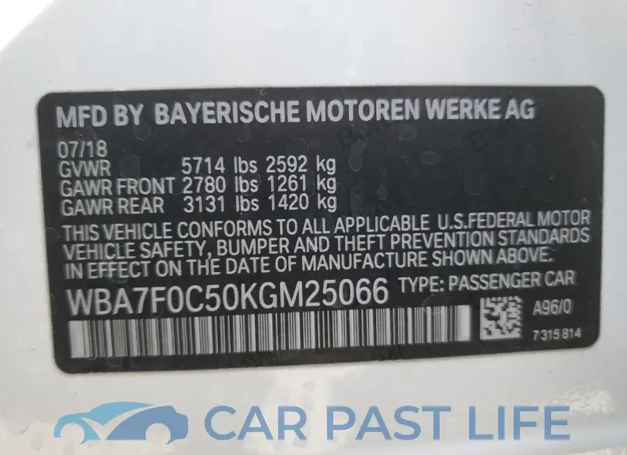 WBA7F0C50KGM25066# 12