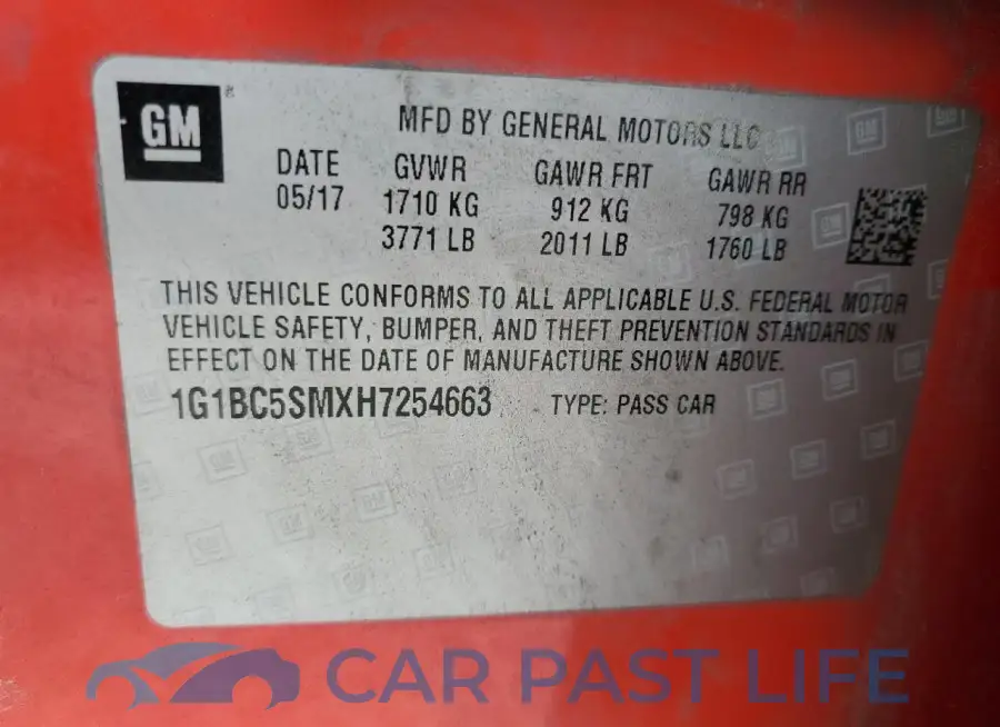 1G1BC5SMXH7254663# 12
