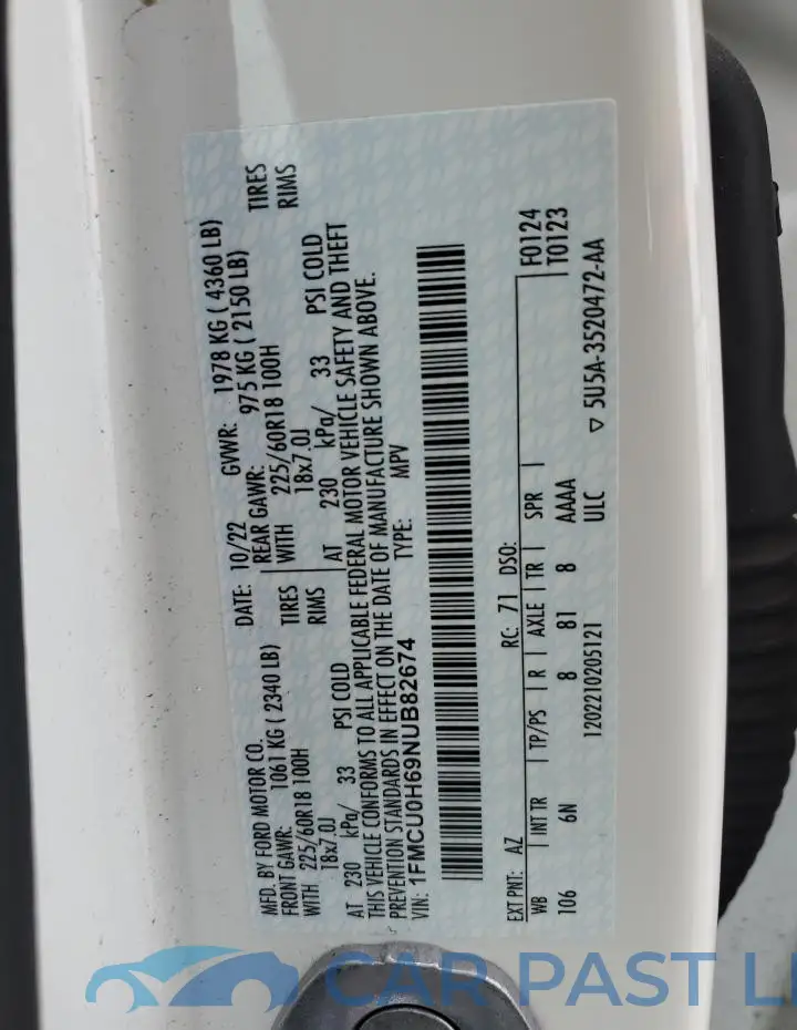 1FMCU0H69NUB82674# 14
