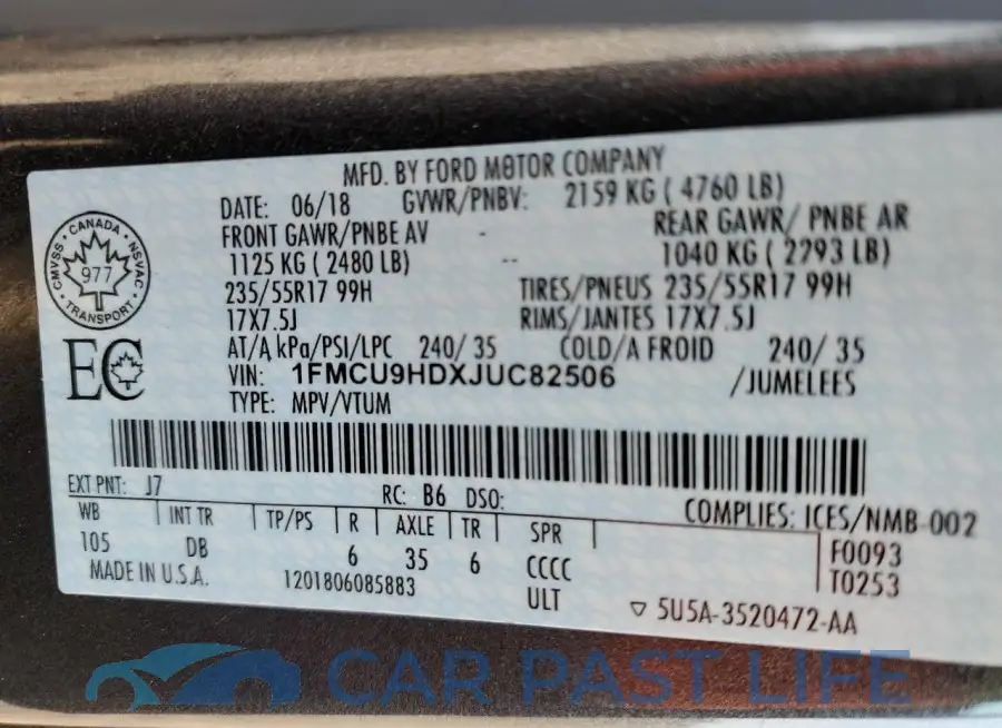 1FMCU9HDXJUC82506# 13