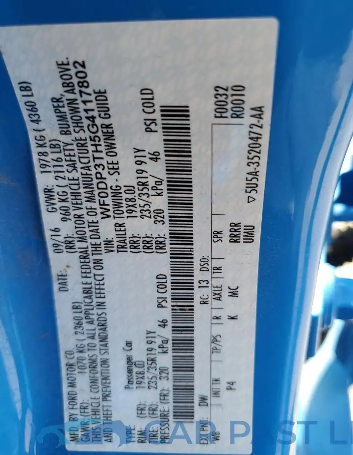 WF0DP3TH5G4117802# 12