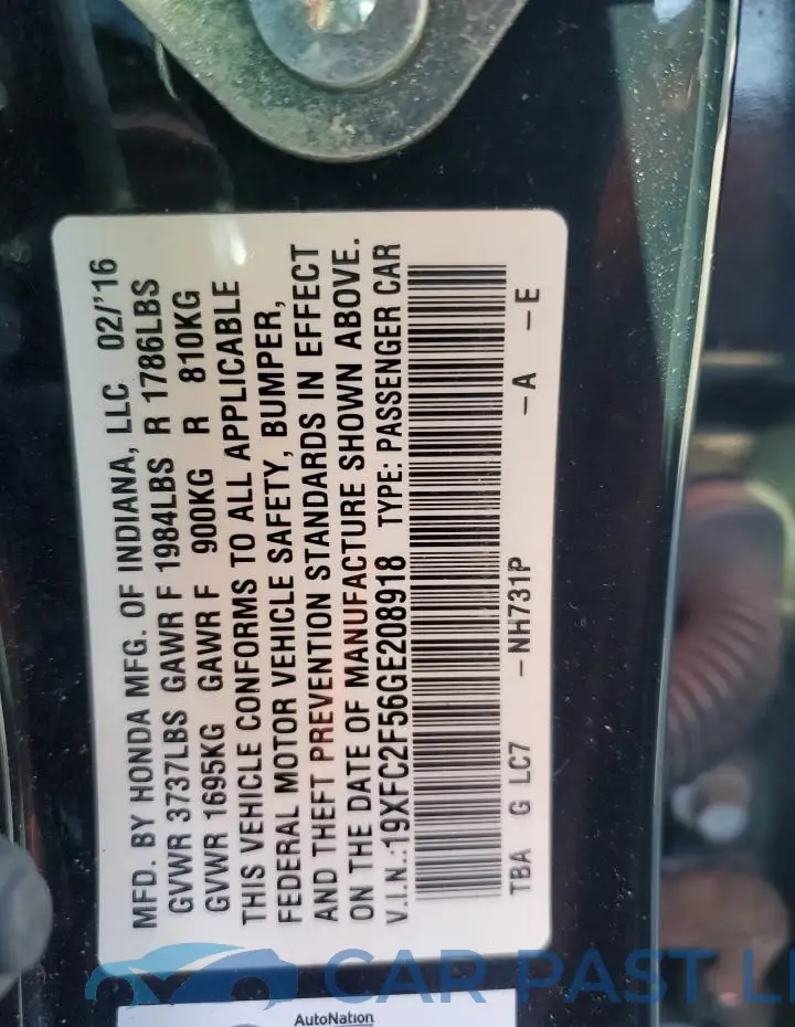 19XFC2F56GE208918# 12