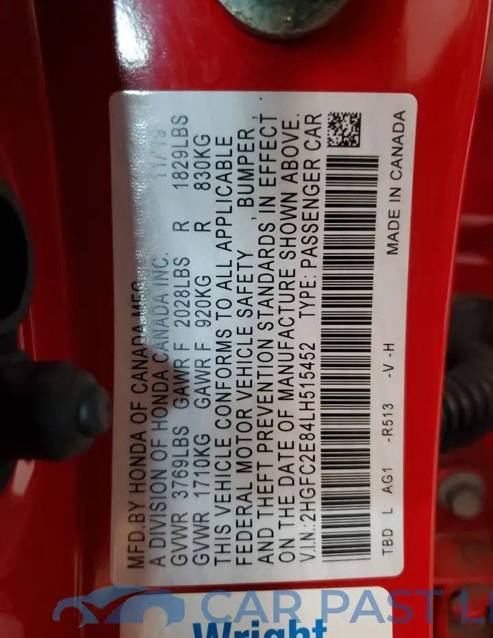 2HGFC2E84LH515452# 12