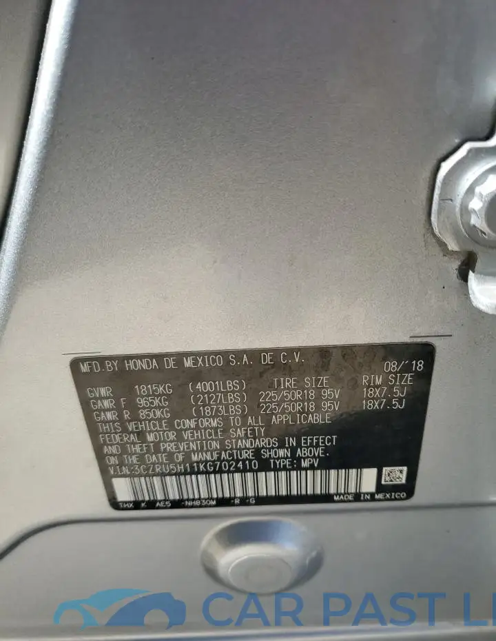 3CZRU5H11KG702410# 12