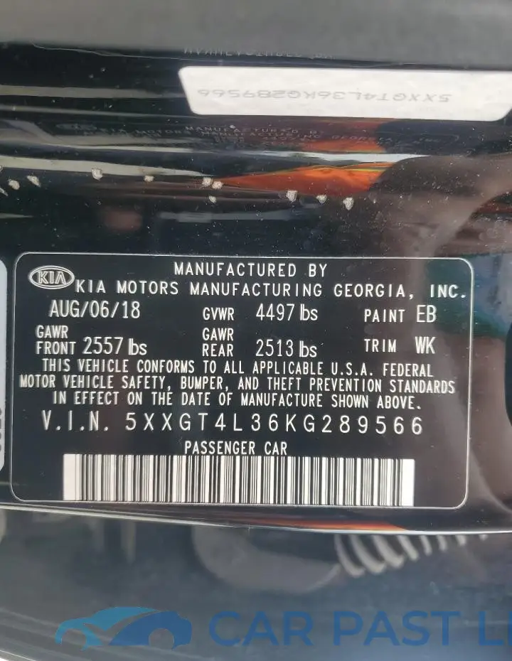 5XXGT4L36KG289566# 12