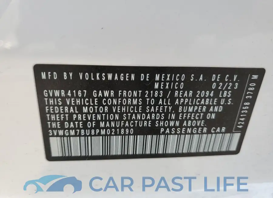 3VWGM7BU8PM021890# 12