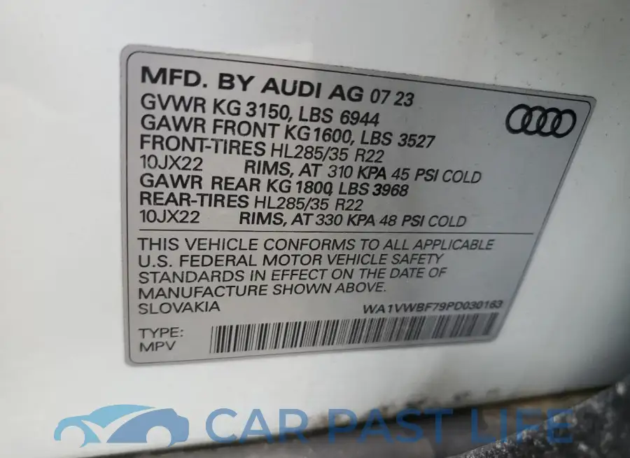 WA1VWBF79PD030163# 13