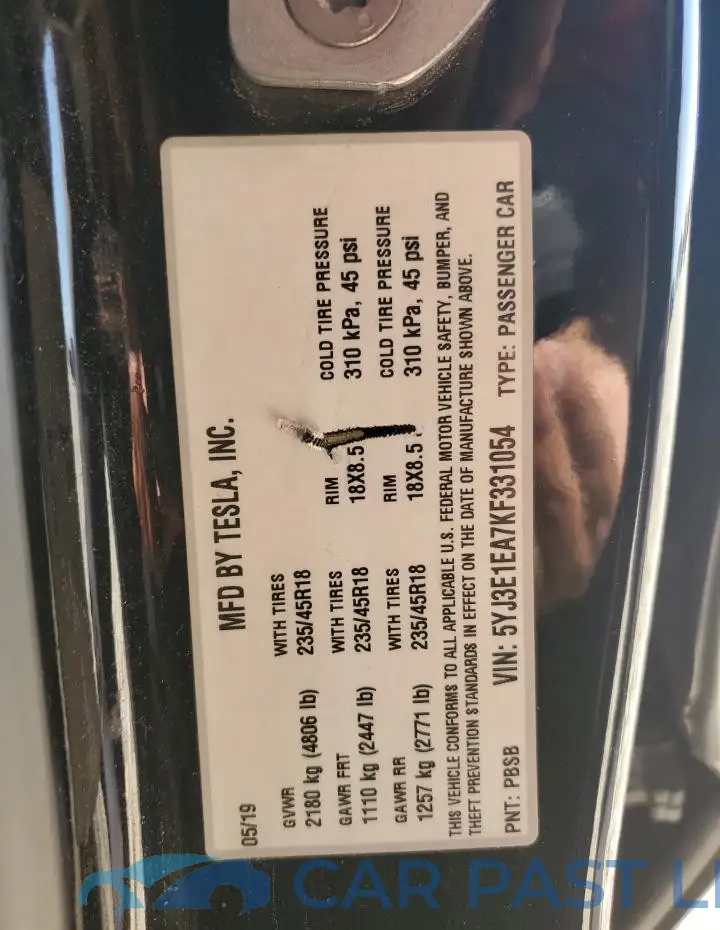 5YJ3E1EA7KF331054# 12