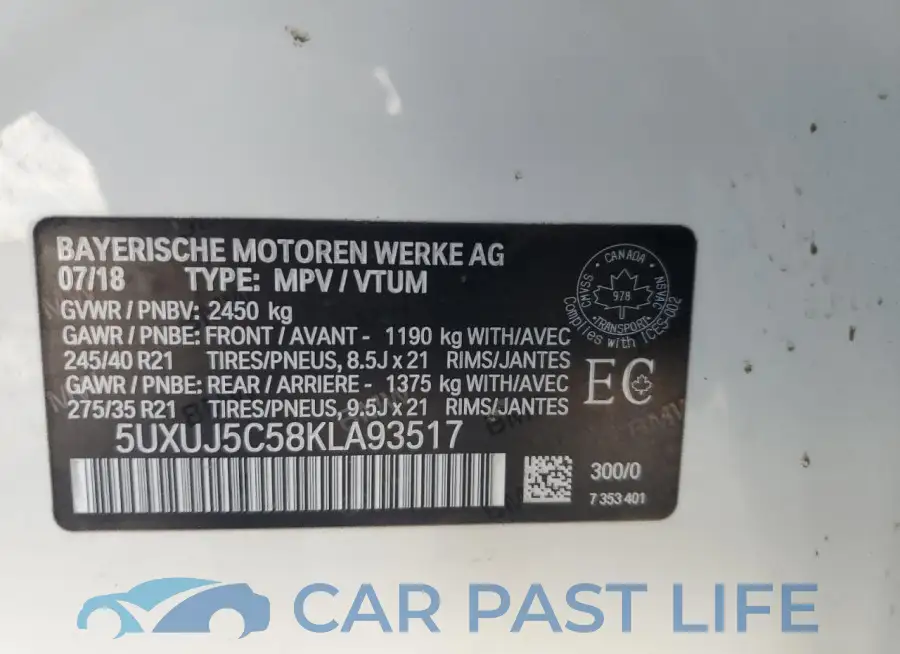 5UXUJ5C58KLA93517# 14