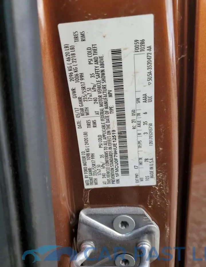 1FMCU0F79HUE12519# 13