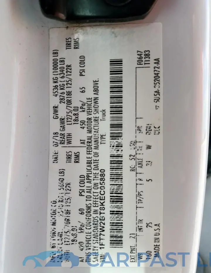 1FT7W2BT8KEC05880# 13