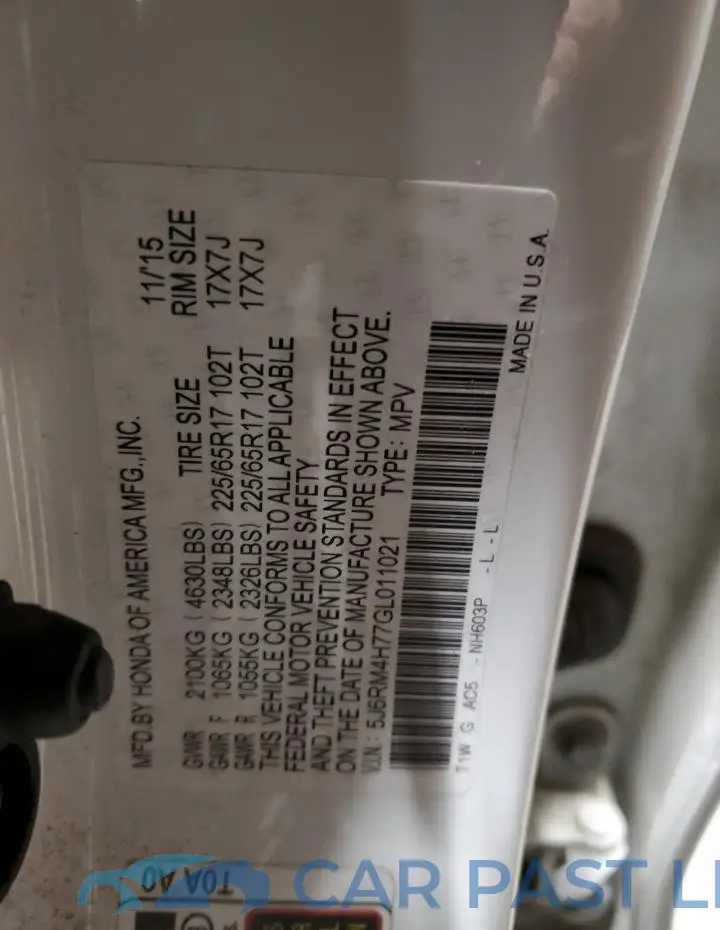 5J6RM4H77GL011021# 13