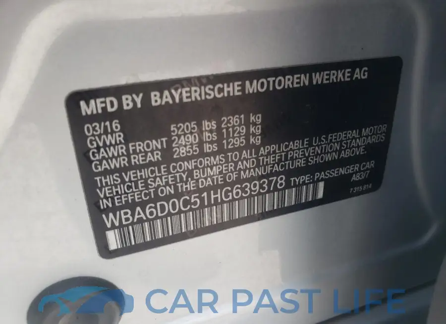 WBA6D0C51HG639378# 12