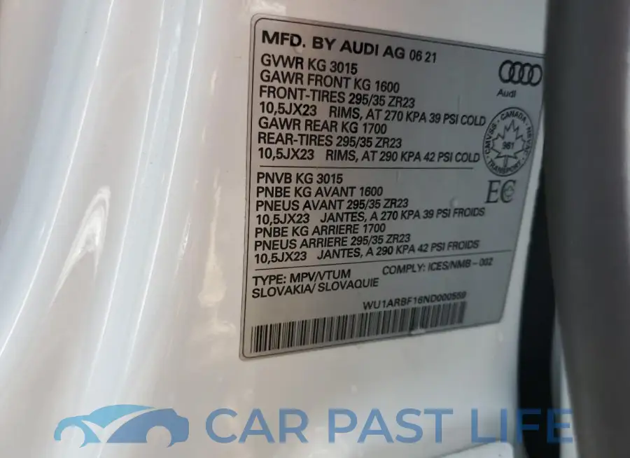 WU1ARBF16ND000559# 12
