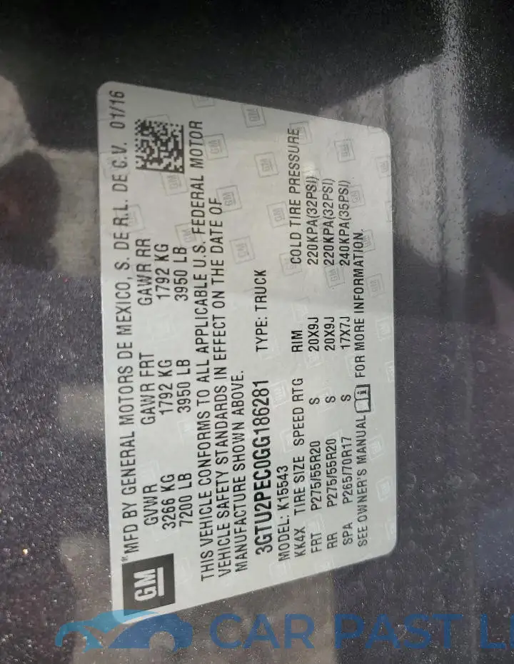 3GTU2PEC0GG186281# 12