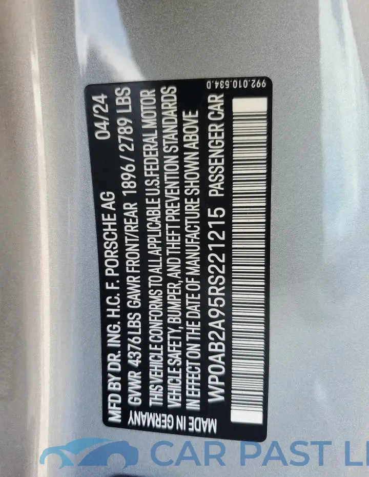 WP0AB2A95RS221215# 12