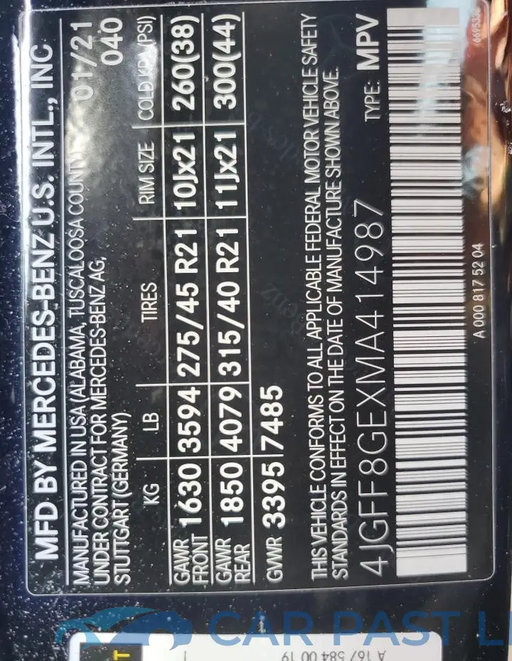 4JGFF8GEXMA414987# 13