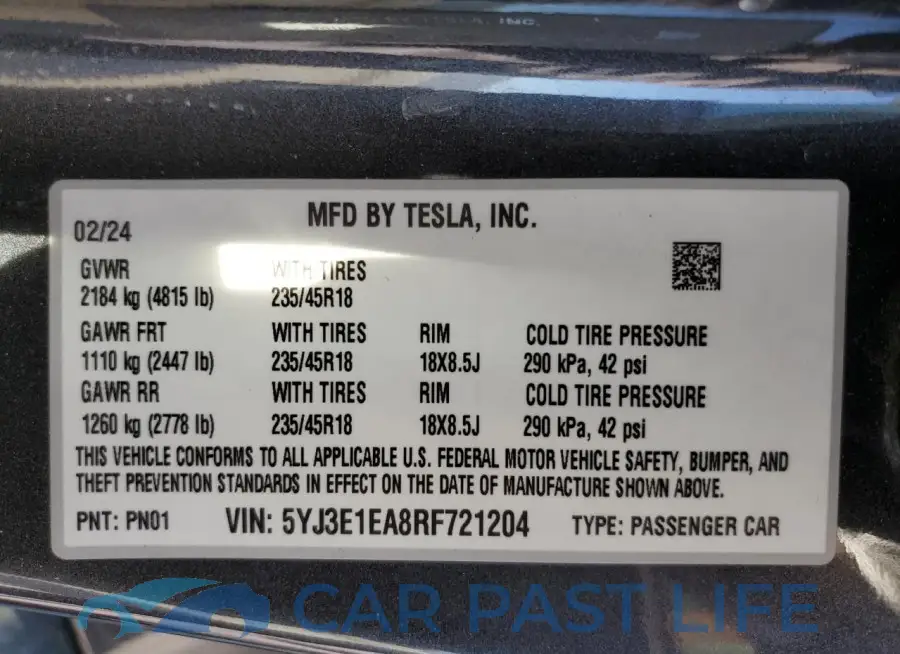 5YJ3E1EA8RF721204# 12