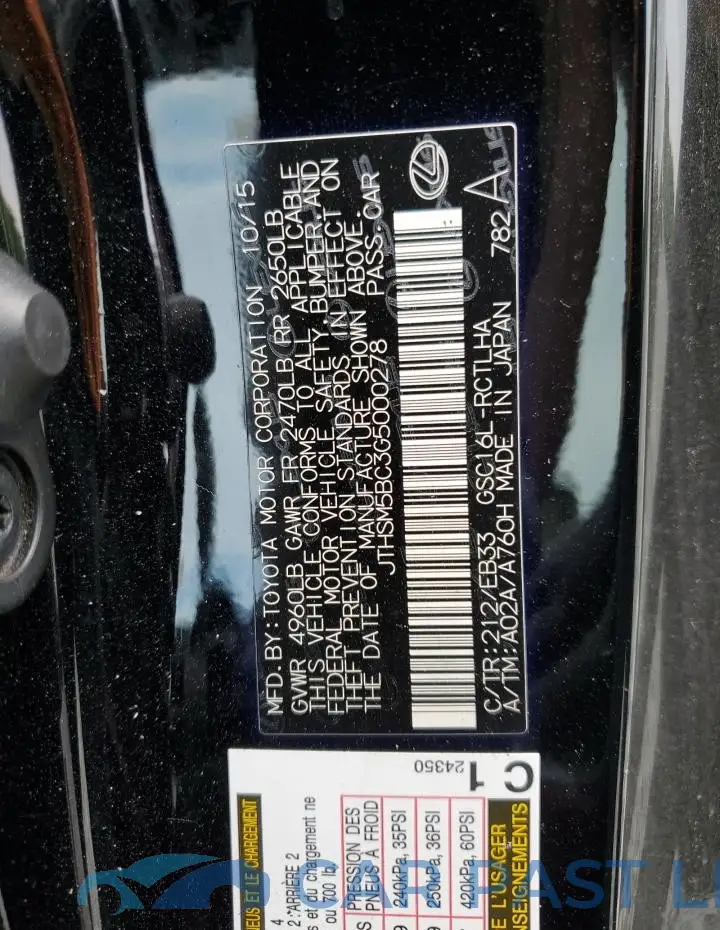 JTHSM5BC3G5000278# 12