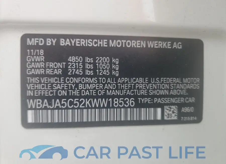 WBAJA5C52KWW18536# 12