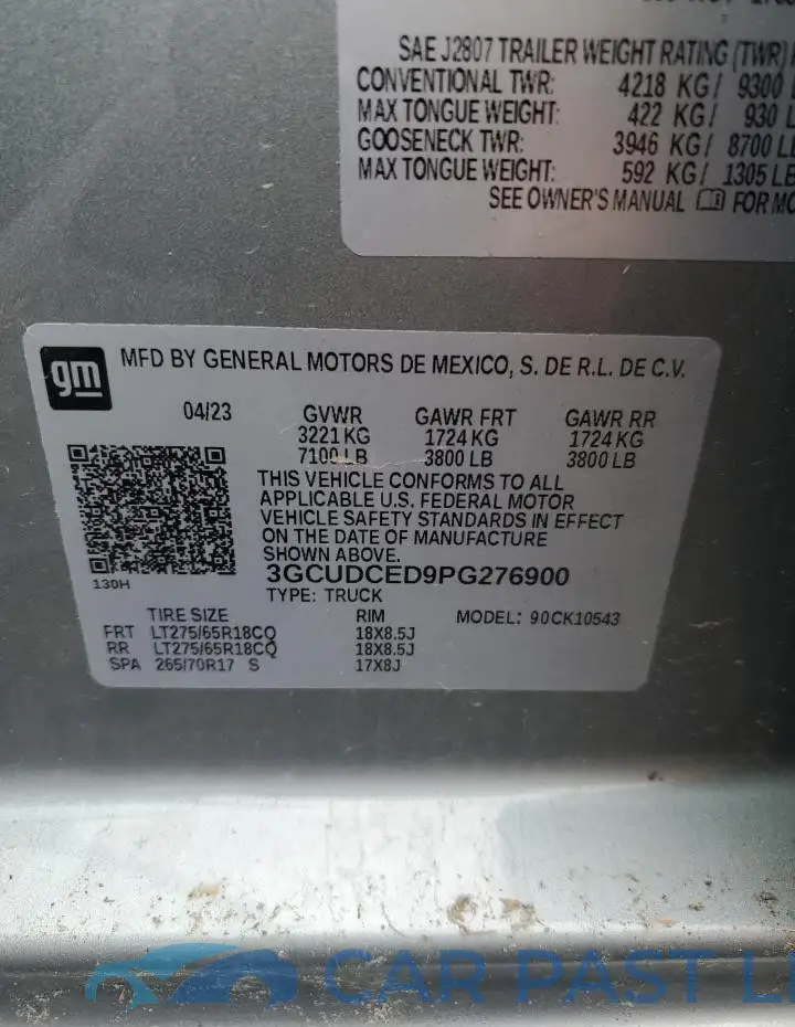 3GCUDCED9PG276900# 12