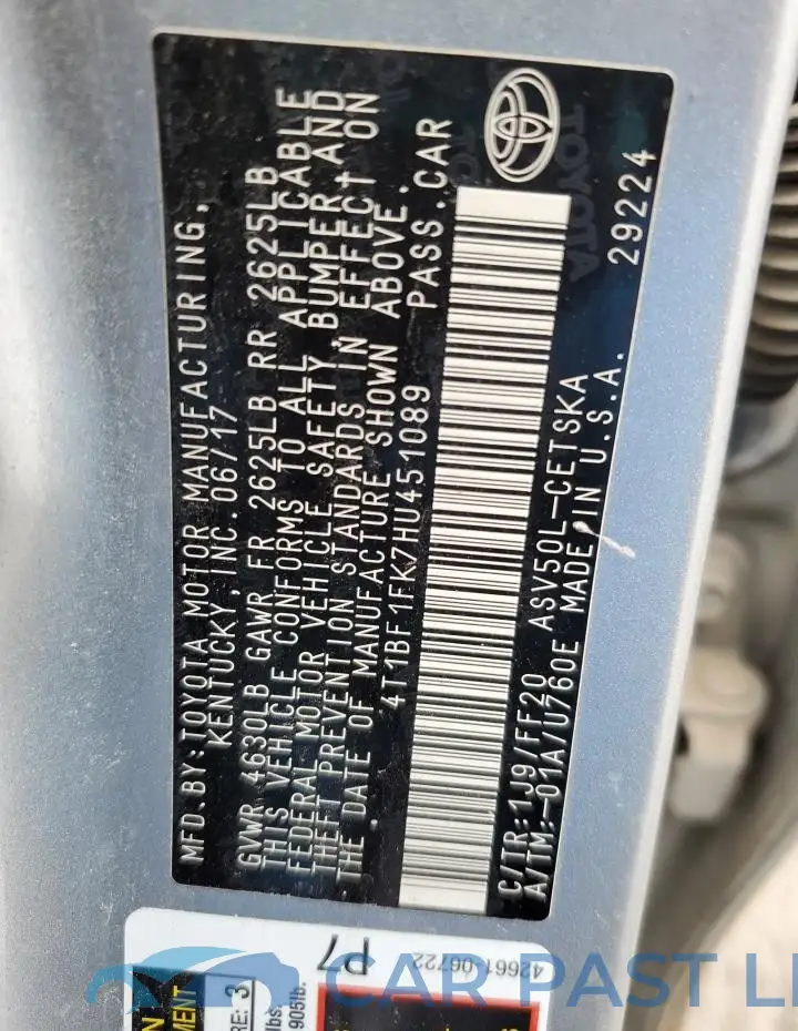 4T1BF1FK7HU451089# 12