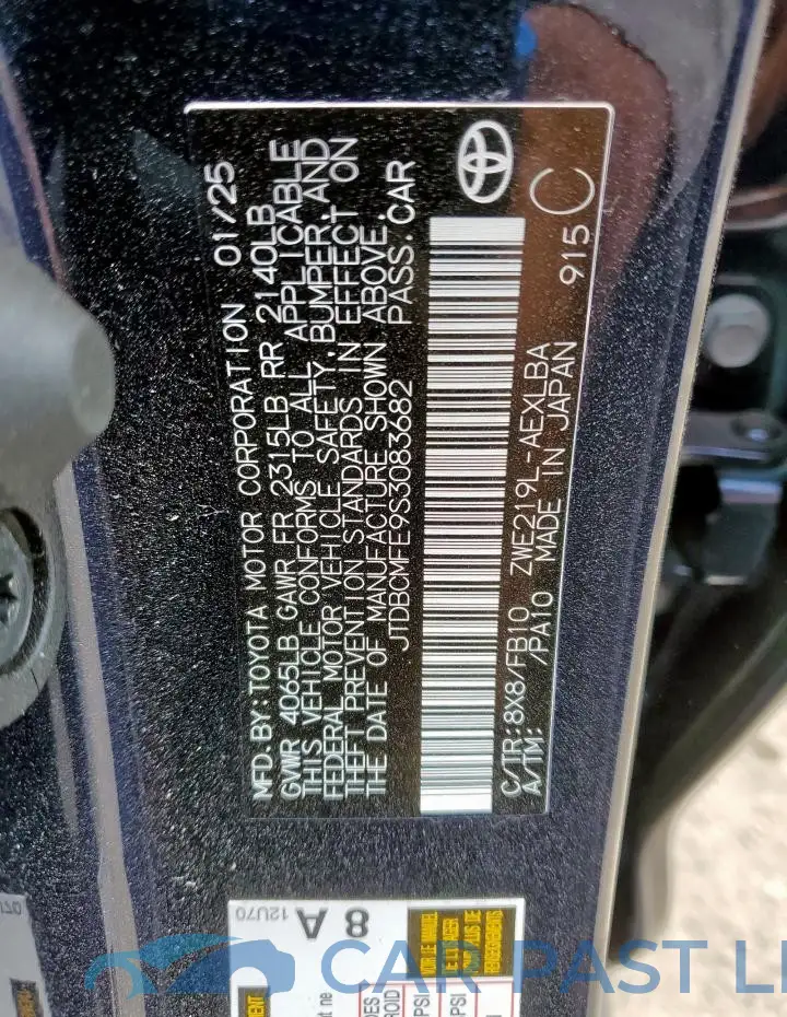 JTDBCMFE9S3083682# 12