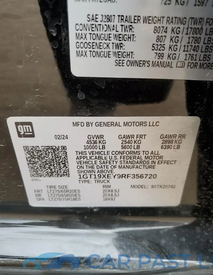 1GT19XEY9RF356720# 12