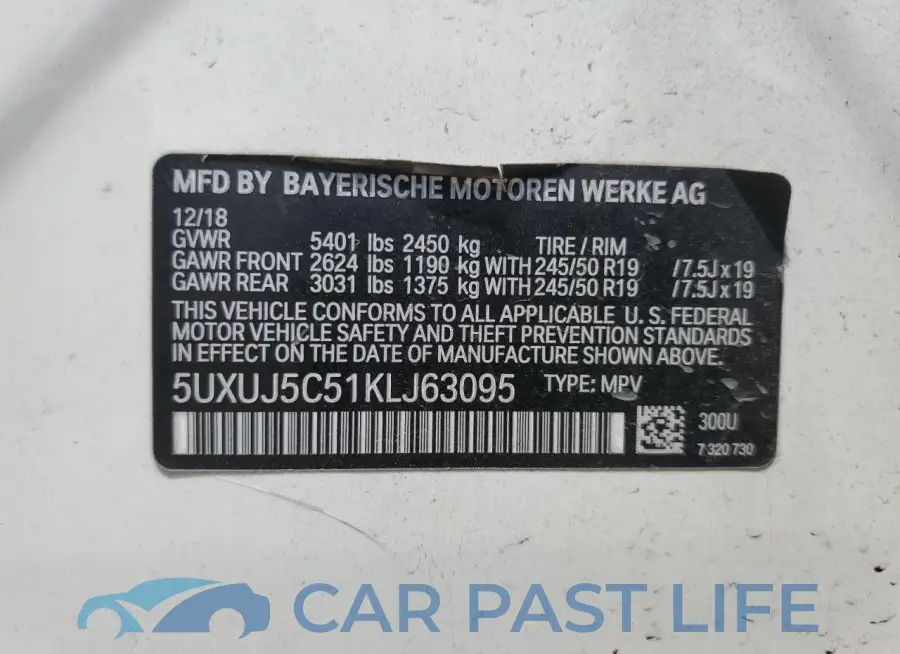 5UXUJ5C51KLJ63095# 13