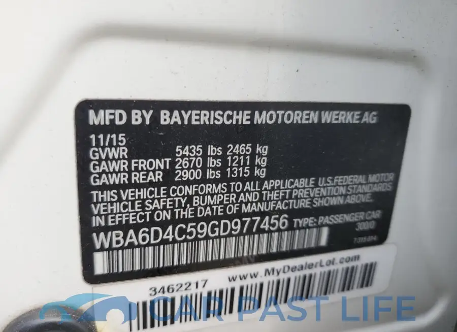 WBA6D4C59GD977456# 12