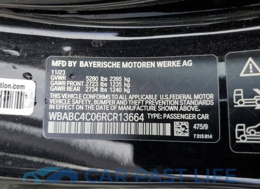 WBABC4C06RCR13664# 12