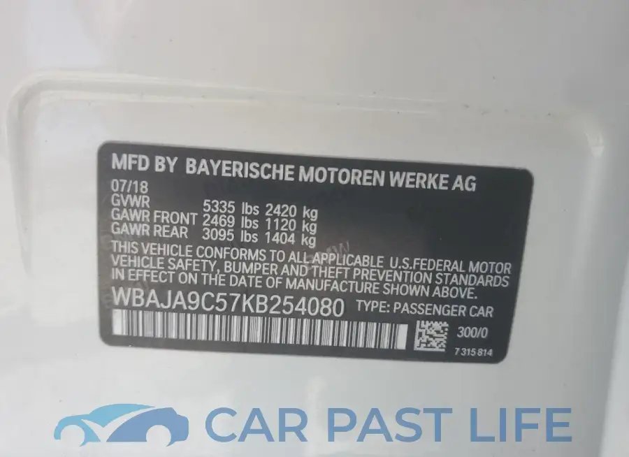 WBAJA9C57KB254080# 12