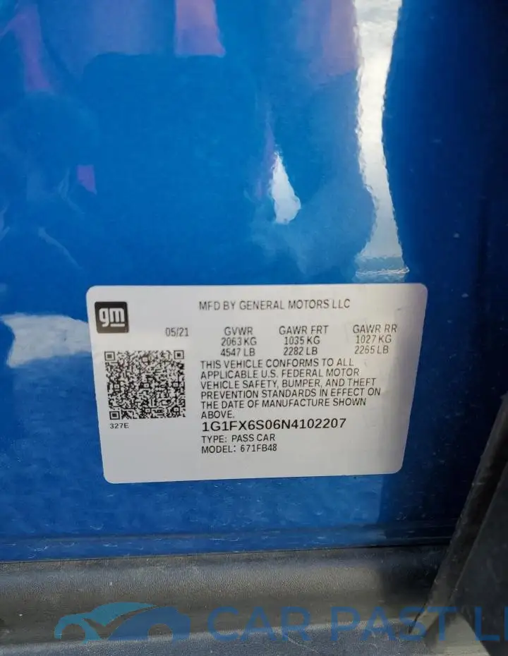 1G1FX6S06N4102207# 12