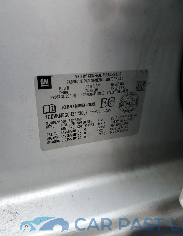 1GCVKNEC0HZ173007# 12