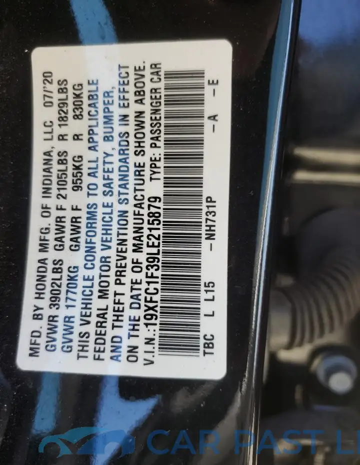 19XFC1F39LE215879# 13