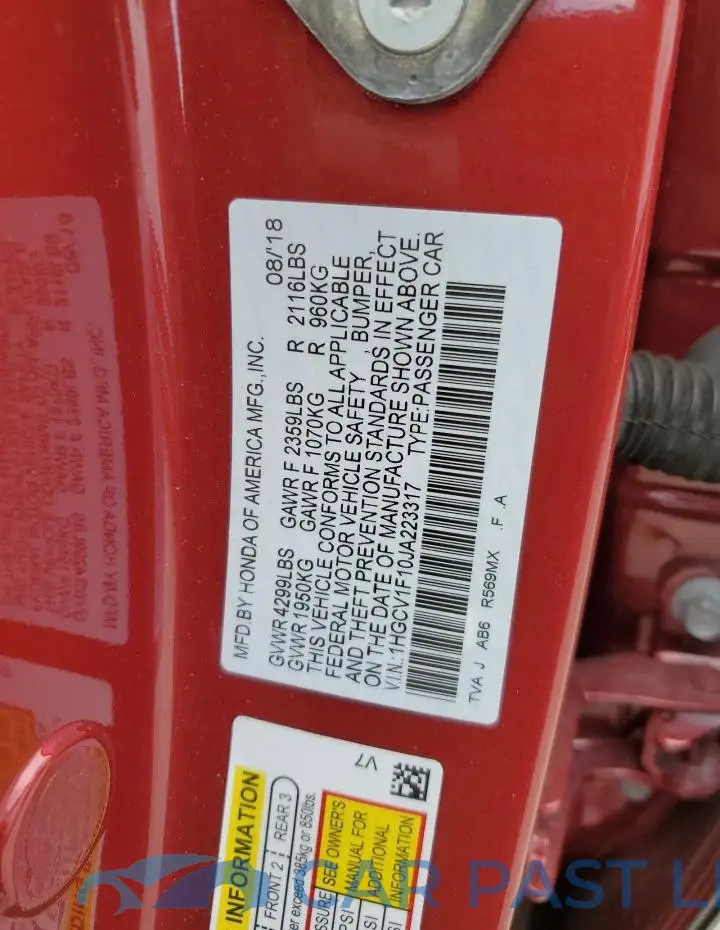 1HGCV1F10JA223317# 12