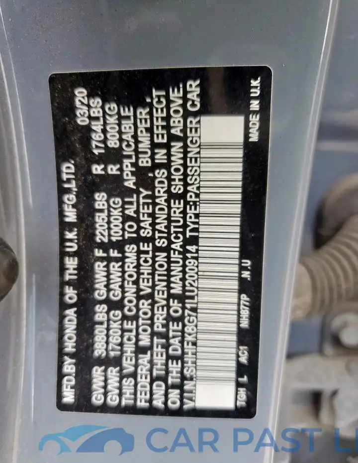 SHHFK8G71LU200914# 12