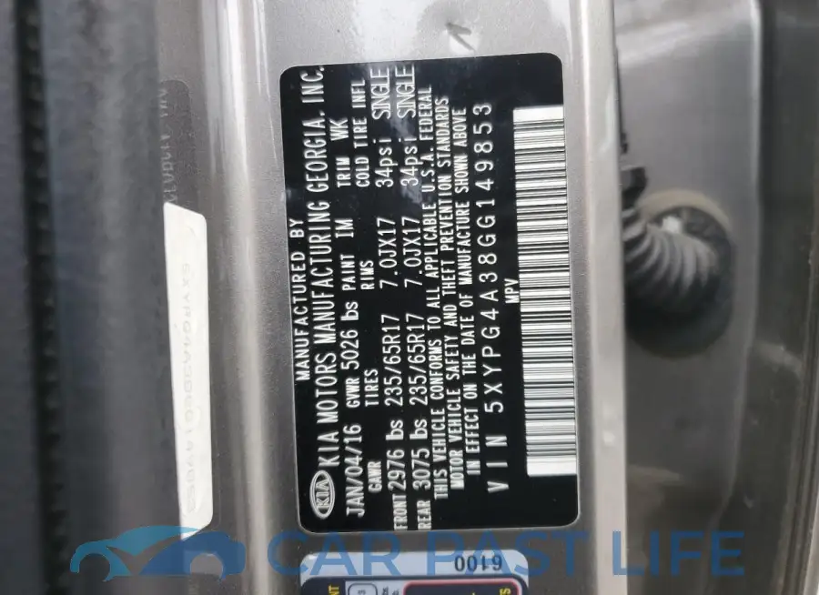 5XYPG4A38GG149853# 13