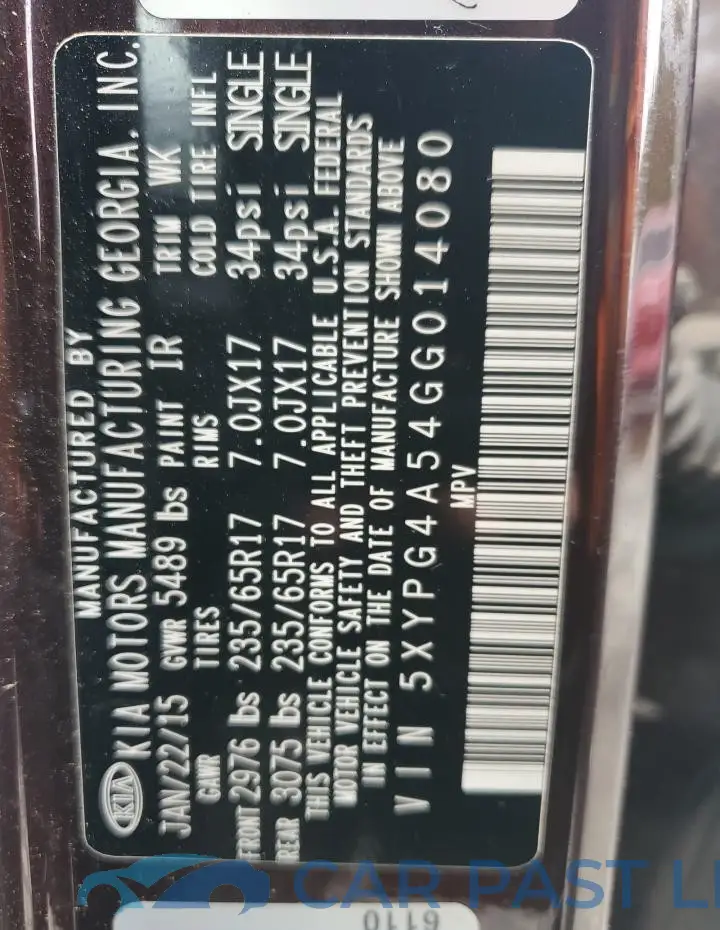 5XYPG4A54GG014080# 13